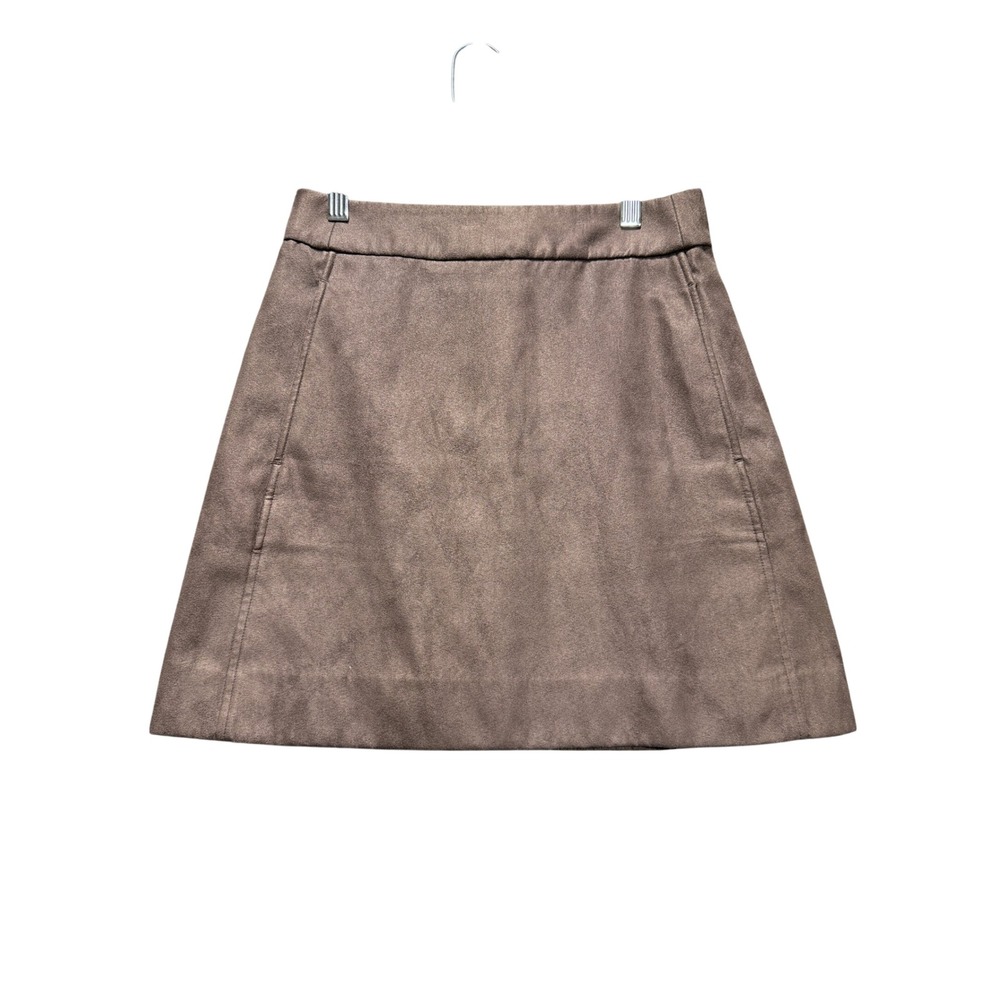 J. Crew Mini Skirt Womens XS Brown Faux Suede A-Line Pockets